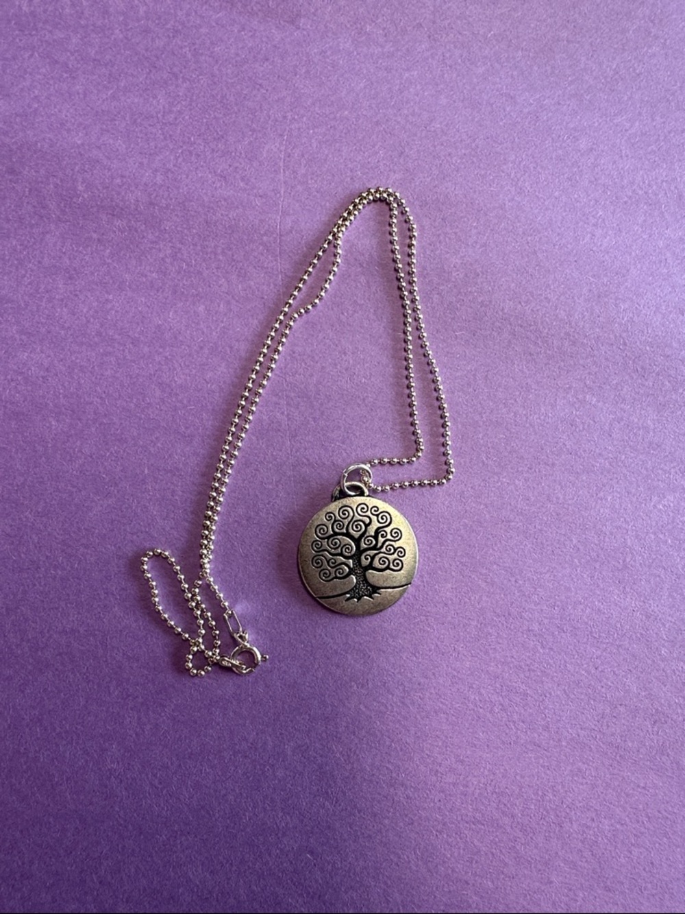 Tree of Life Round Pendant Necklace - Silver Tone